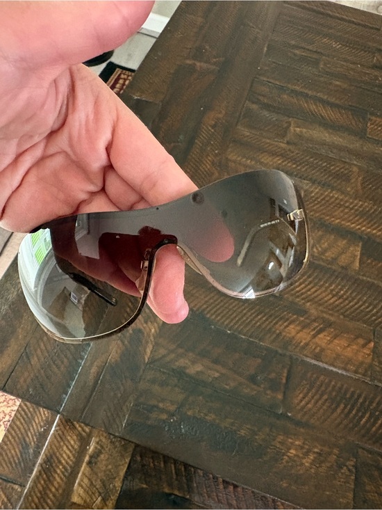 CHANEL Brown Gradient Shield Sunglasses with pearls